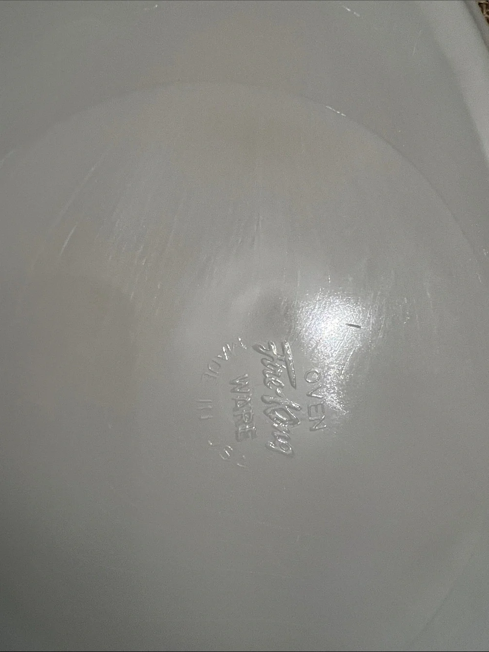 Fire King Oven Ware Oval Platter Swirl Design Edge Ivory Color 12